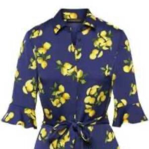 Lemon Print Ruffle-Cuff Romper